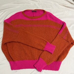 Wooden Ships Striped Knit Sweater Women's Orange Pink‎ Size Medium Mohair Wool